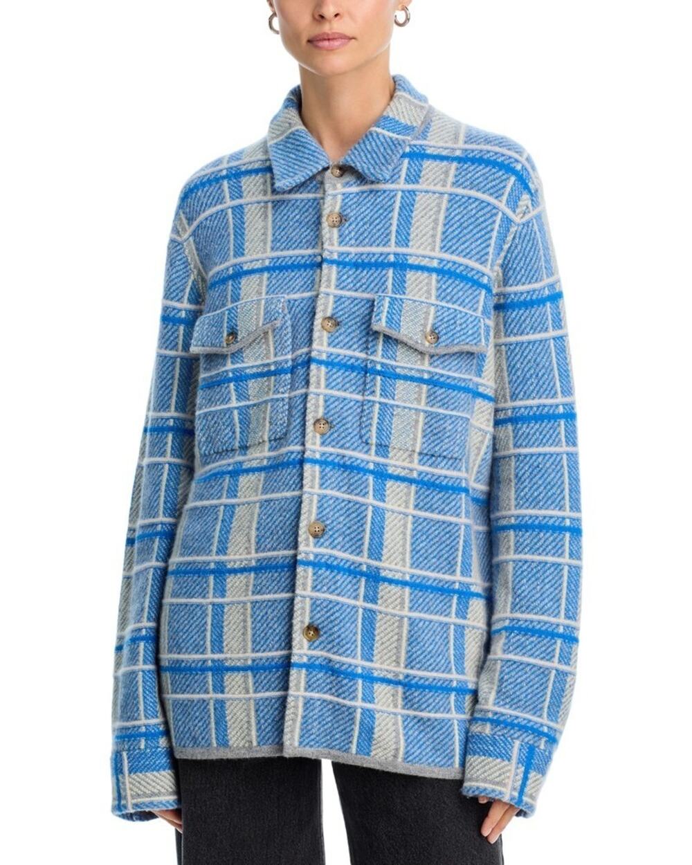 Guest in Residence Cashmere Plaid Work Shirt Multi Size M 3854